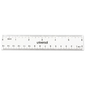 Universal® Clear Plastic Ruler, Standard-metric, 6" Long, Clear, 2-pack freeshipping - TVN Wholesale